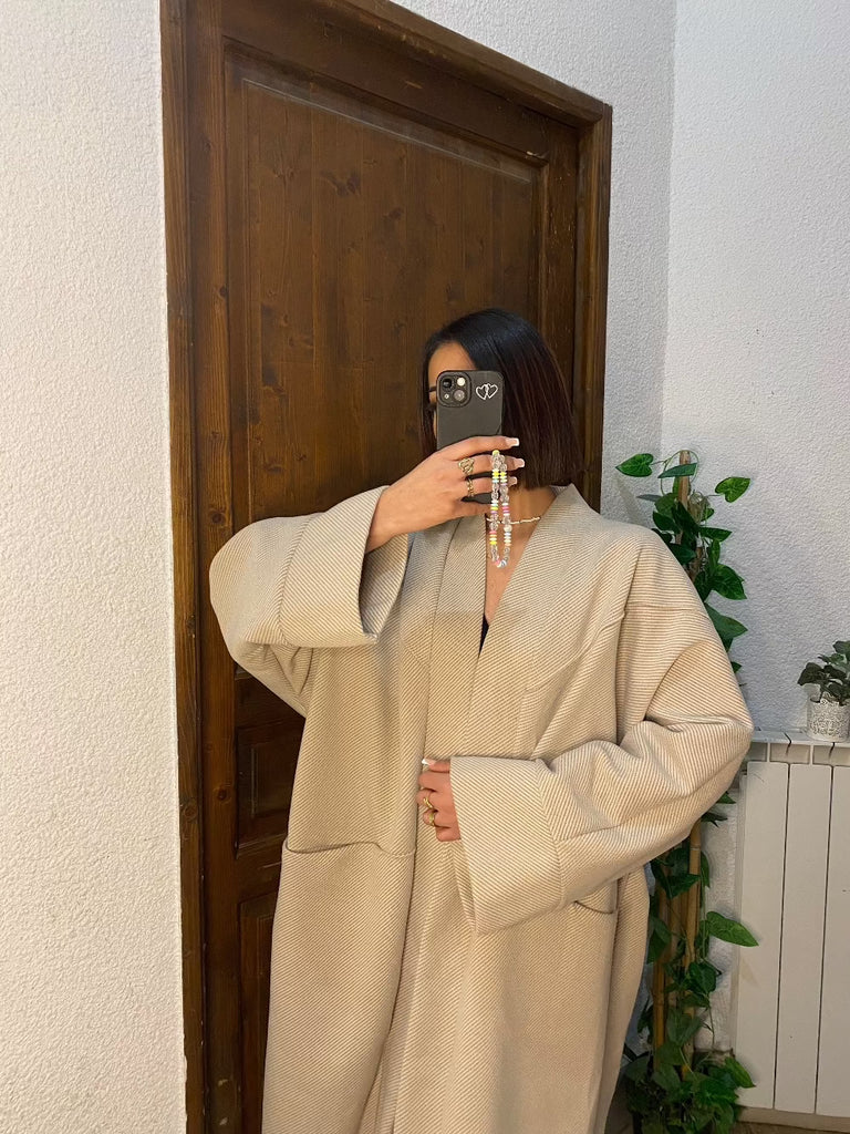 manteau oversize beige pour femme