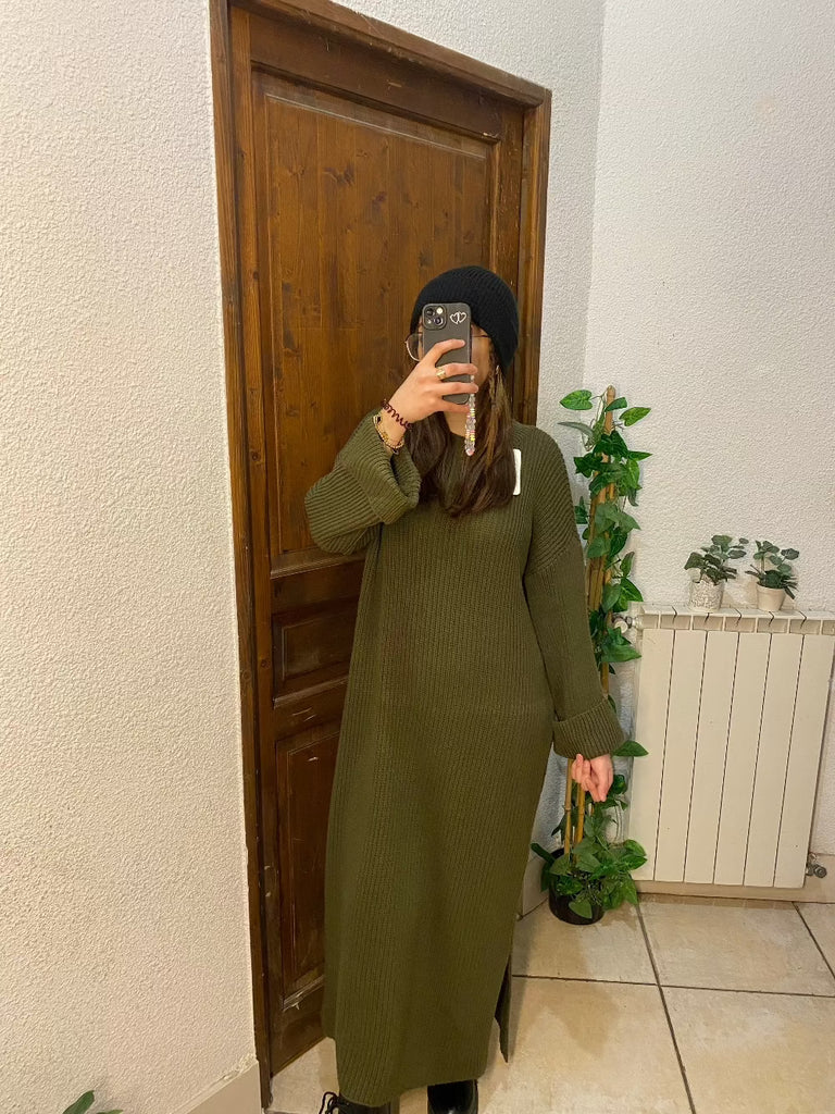 robe longue femme vert kaki