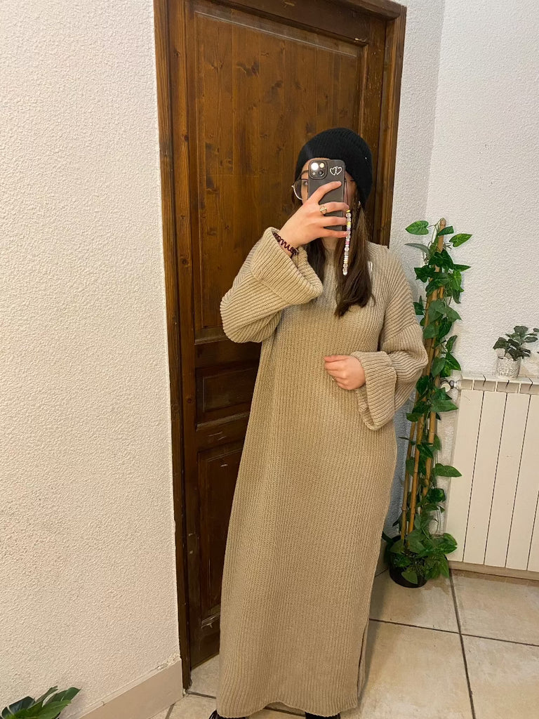 robe longue femme beige pour l'hiver