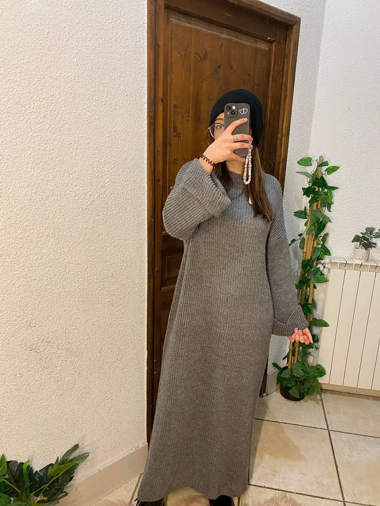 robe longue femme grise pour l'hiver