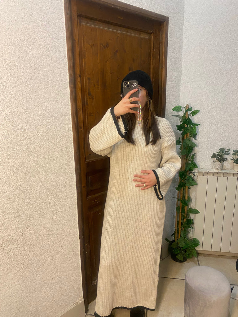 robe pull longue beige