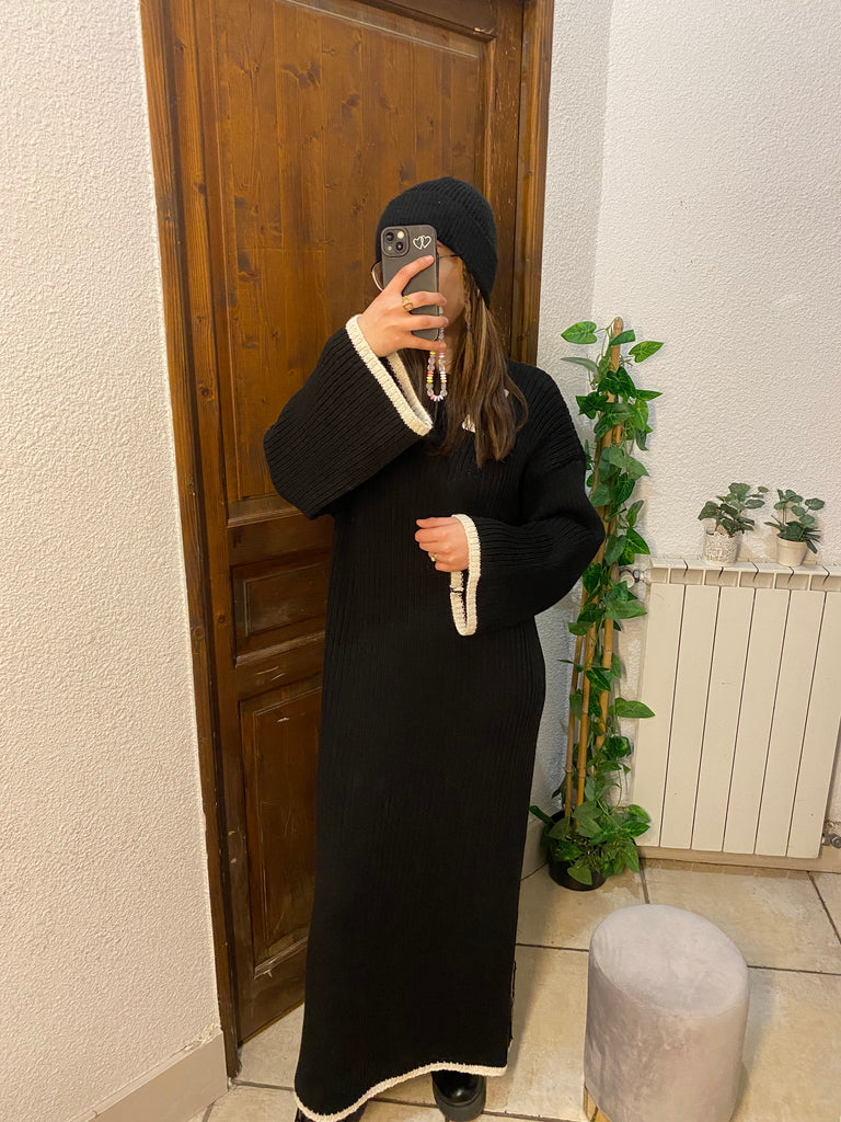 robe pull longue noire femme